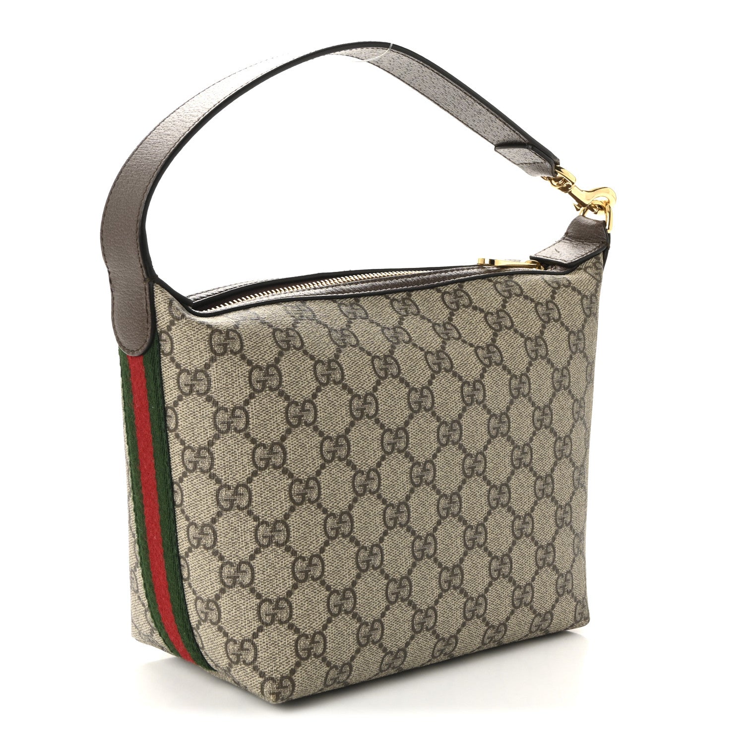 Gucci GG Supreme Monogram Textured Calfskin Web Super Mini Ophidia Shoulder Bag Beige Ebony New Acero 3 of 9