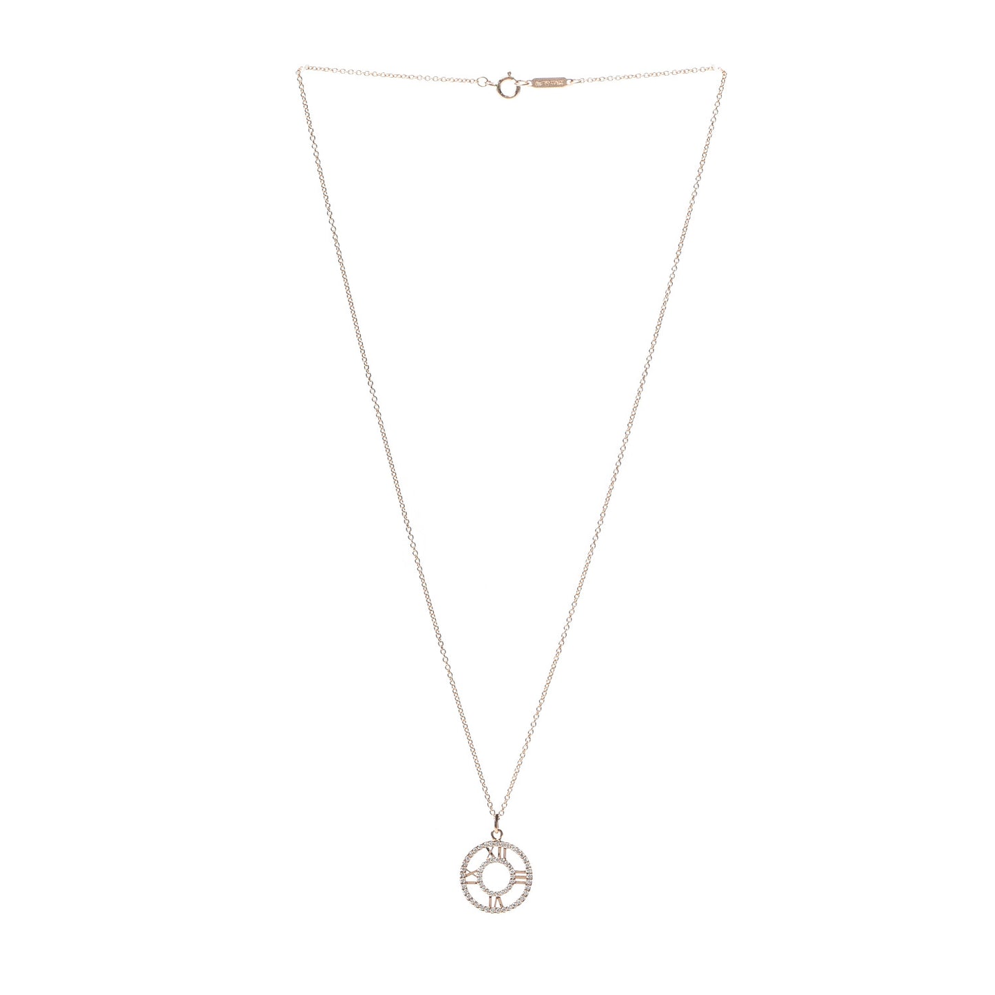 18K Rose Gold Diamond Small Atlas Open Pave Pendant Necklace