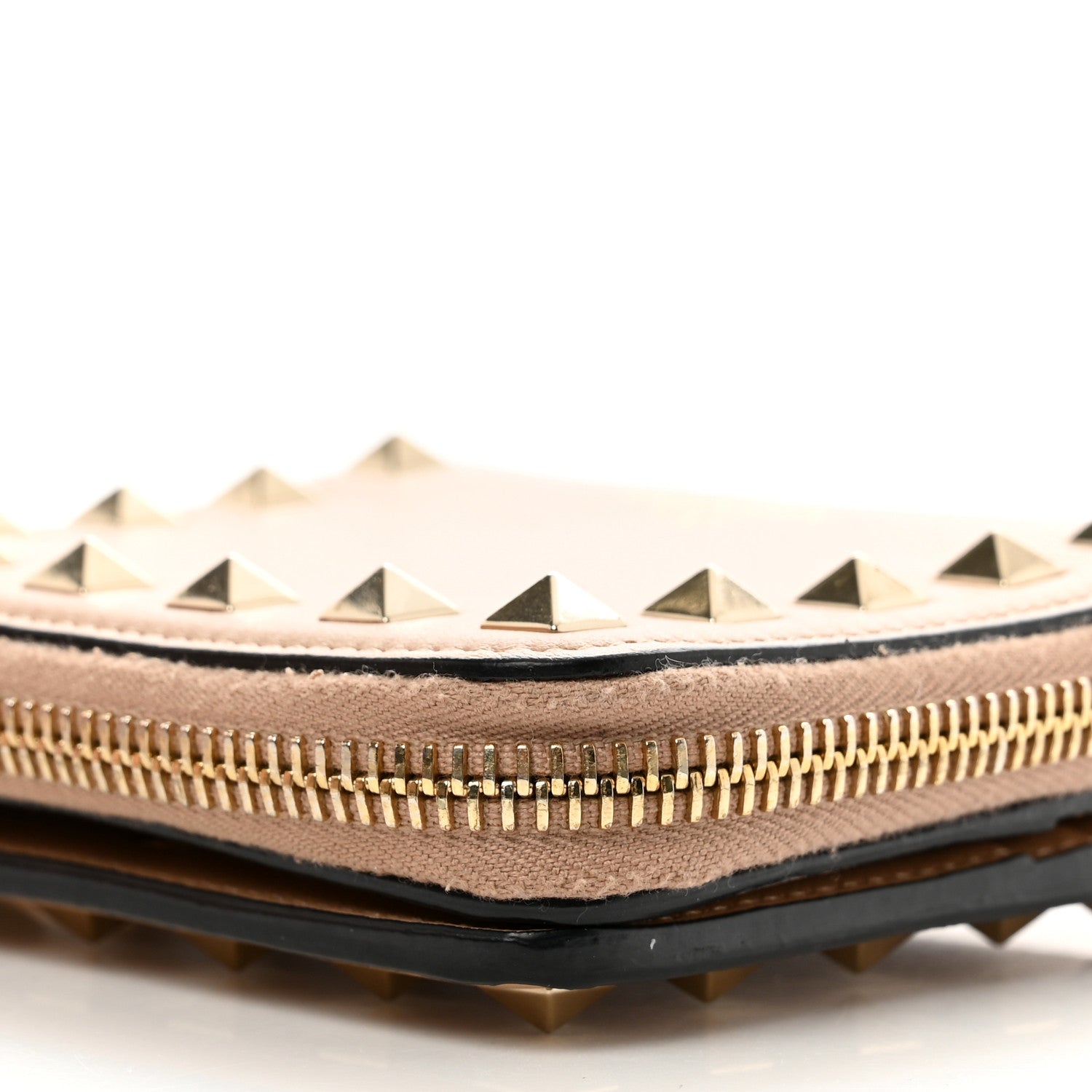 Valentino Garavani Calfskin Rockstud Compact Zip Around Wallet Camel Rose 8 of 11