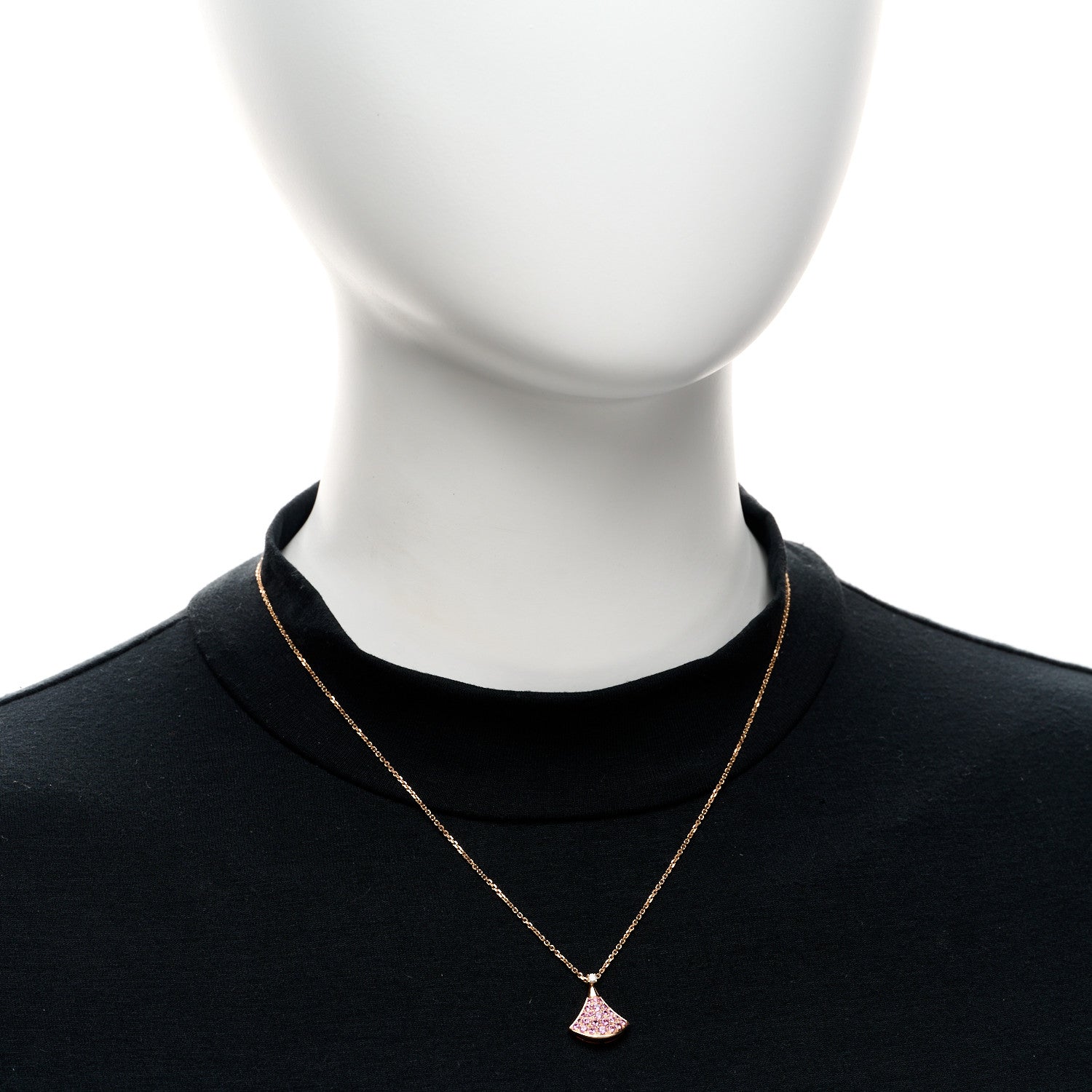 Bulgari 18K Rose Gold Diamond Pink Sapphire Divas' Dream Pendant Necklace 2 of 5