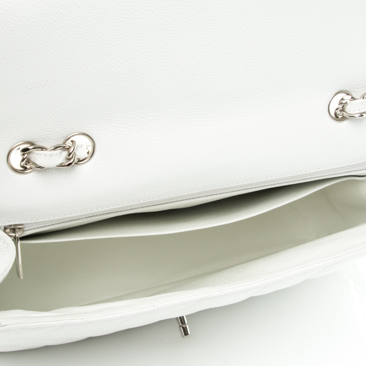 Chanel Caviar Jumbo Single Flap White 5 of 10
