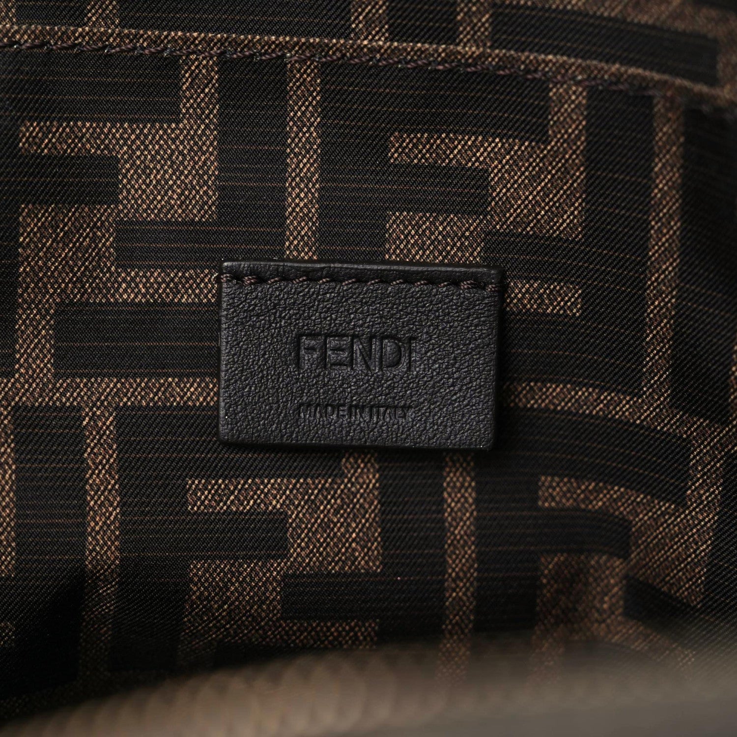 Fendi Fabric Jacquard FF 1974 Medium Trapezoid Beauty Pouch Tobacco Moro Black 8 of 11