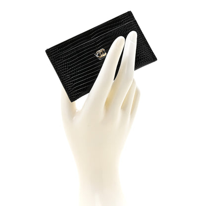 Chanel Calfskin Lizard Embossed Card Holder Black 2 of 8