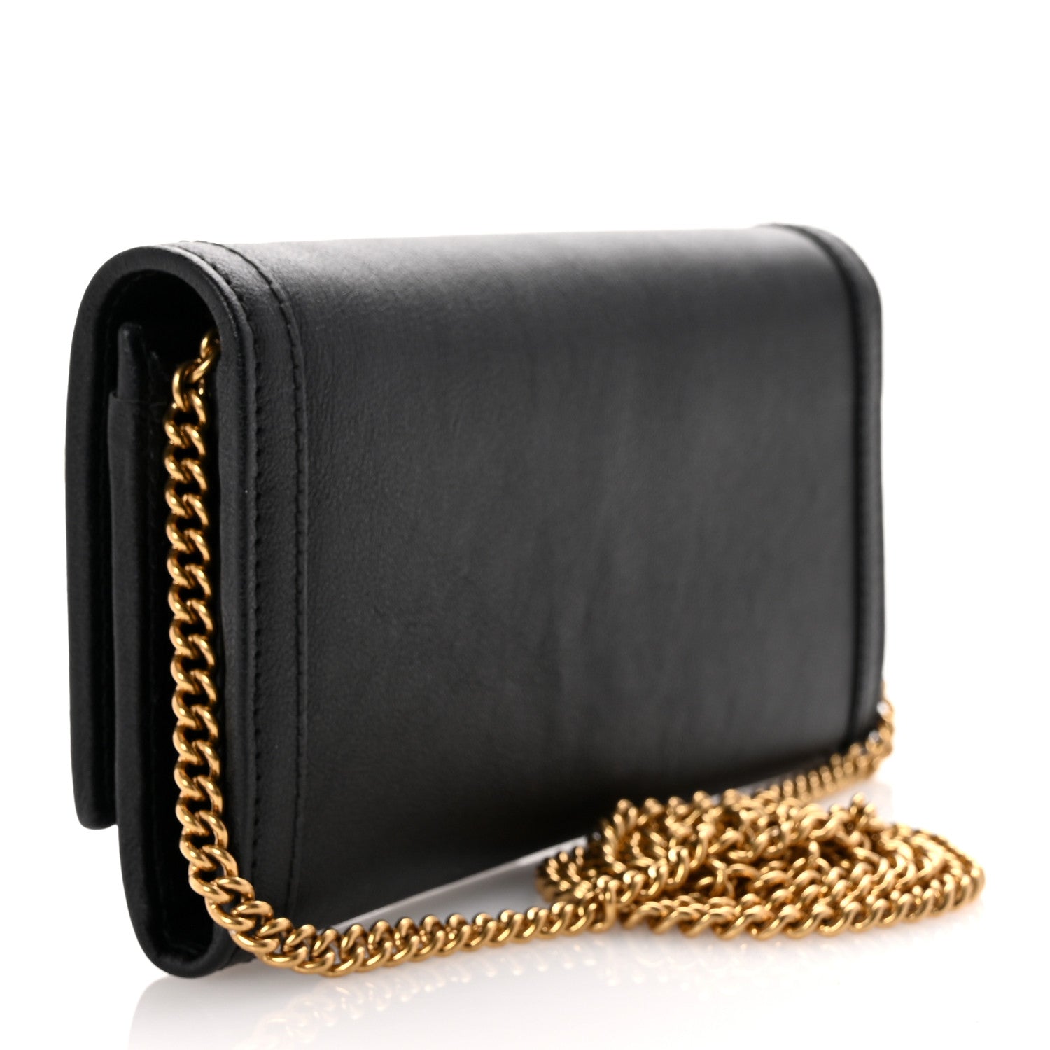Gucci Wonka Grain Calfskin Diana Chain Wallet Black 2 of 10