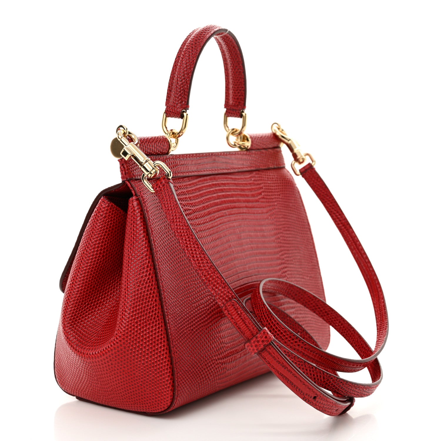 Dolce & Gabbana Stampa Iguana Crystal Small Miss Sicily Satchel Red 3 of 10