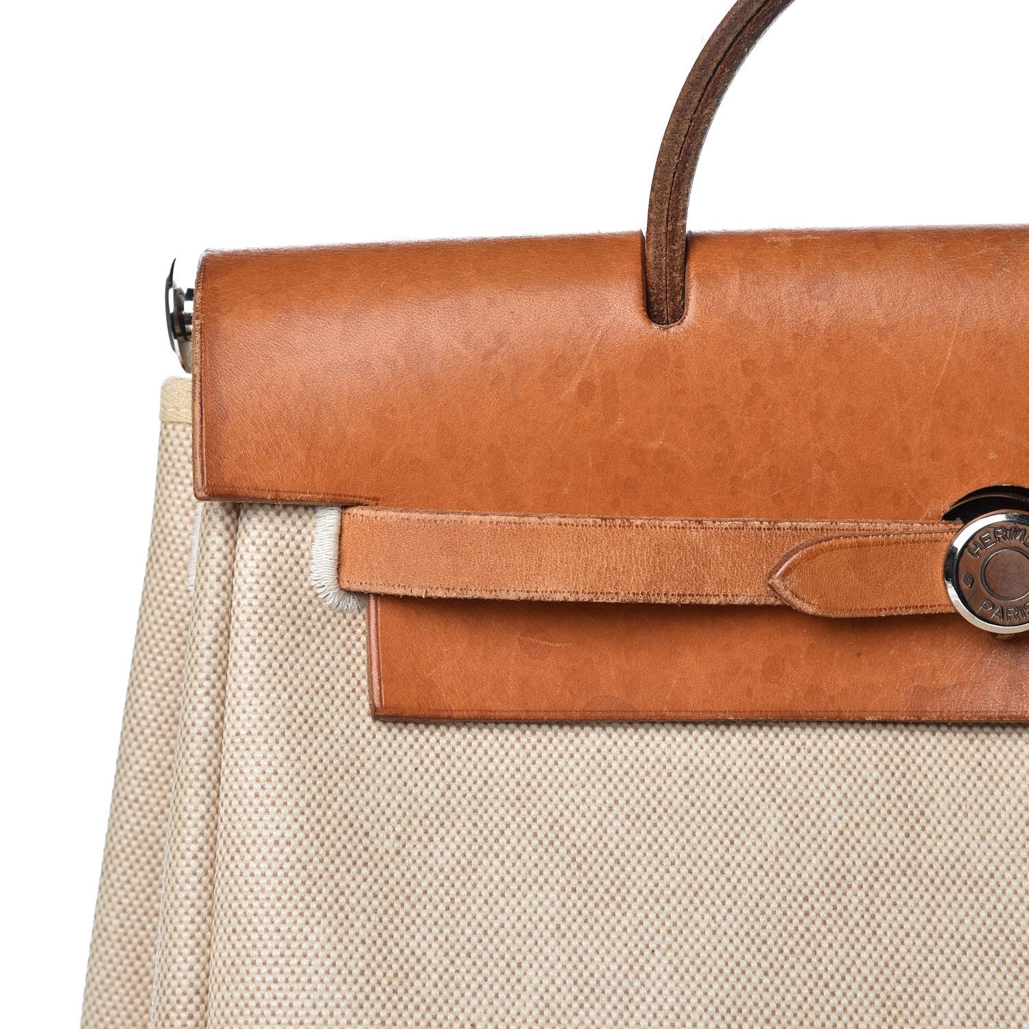 Hermes Toile Vache Calfskin Herbag 30 PM Backpack Natural 13 of 15