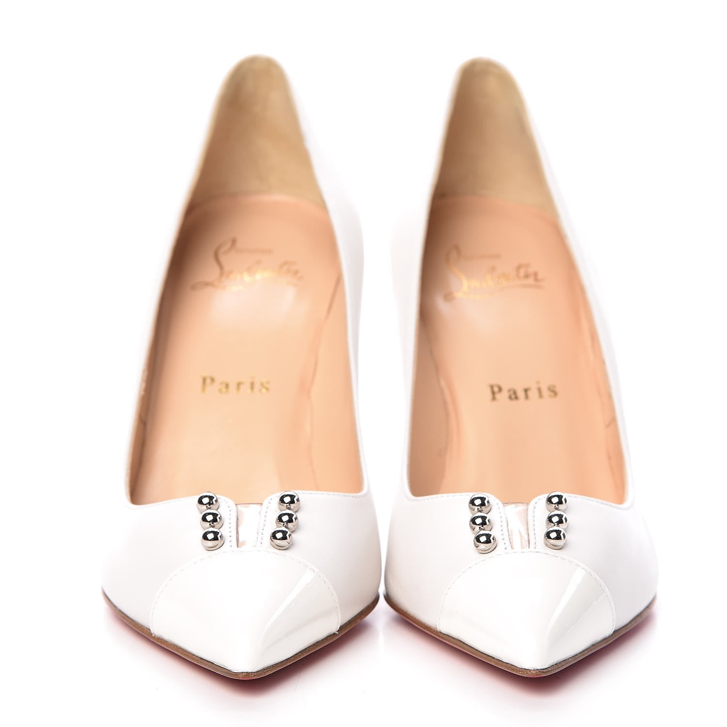 Christian Louboutin Nappa Patent Studded Predupump 85 Pumps 36 White 2 of 9