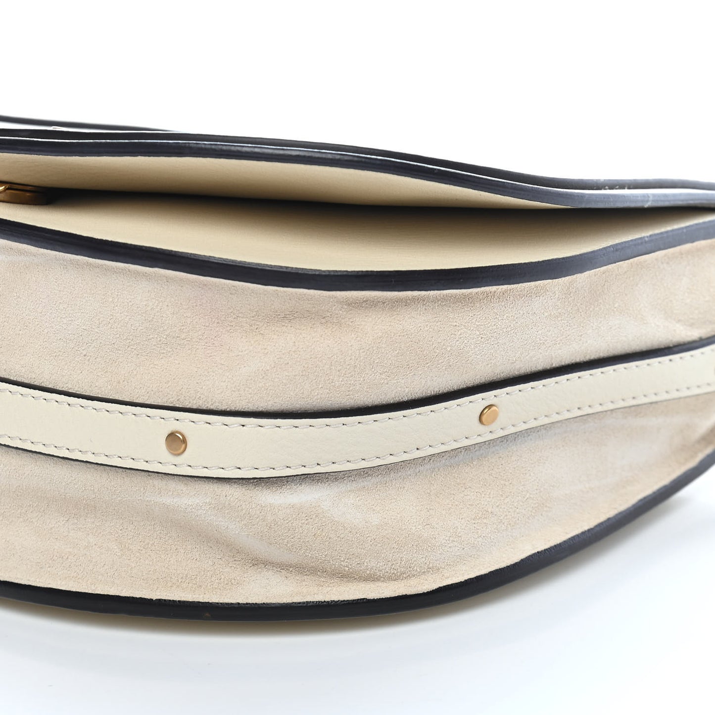 Calfskin Suede Medium Nile Bracelet Bag Off White