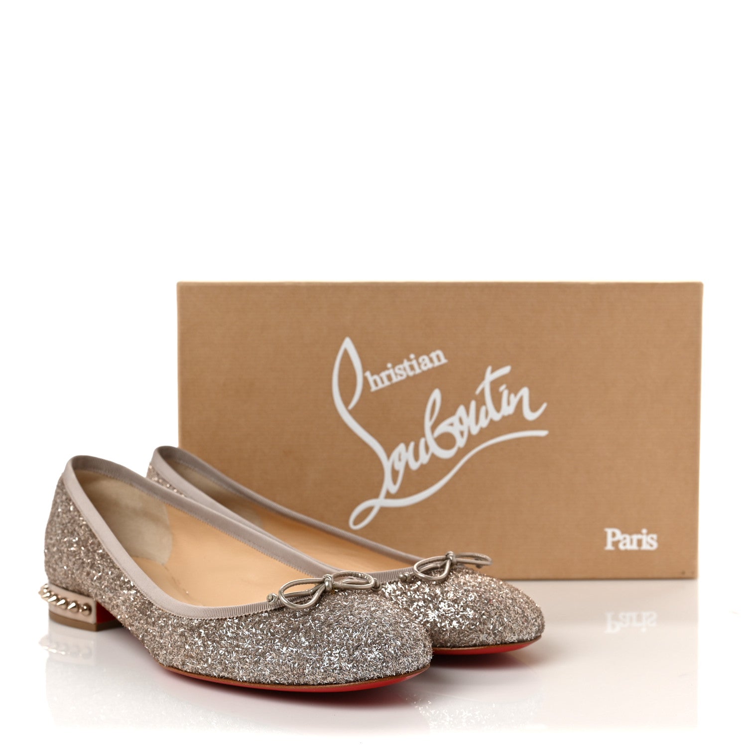Christian Louboutin Glitter La Massine Flat 41.5 Perle 8 of 8