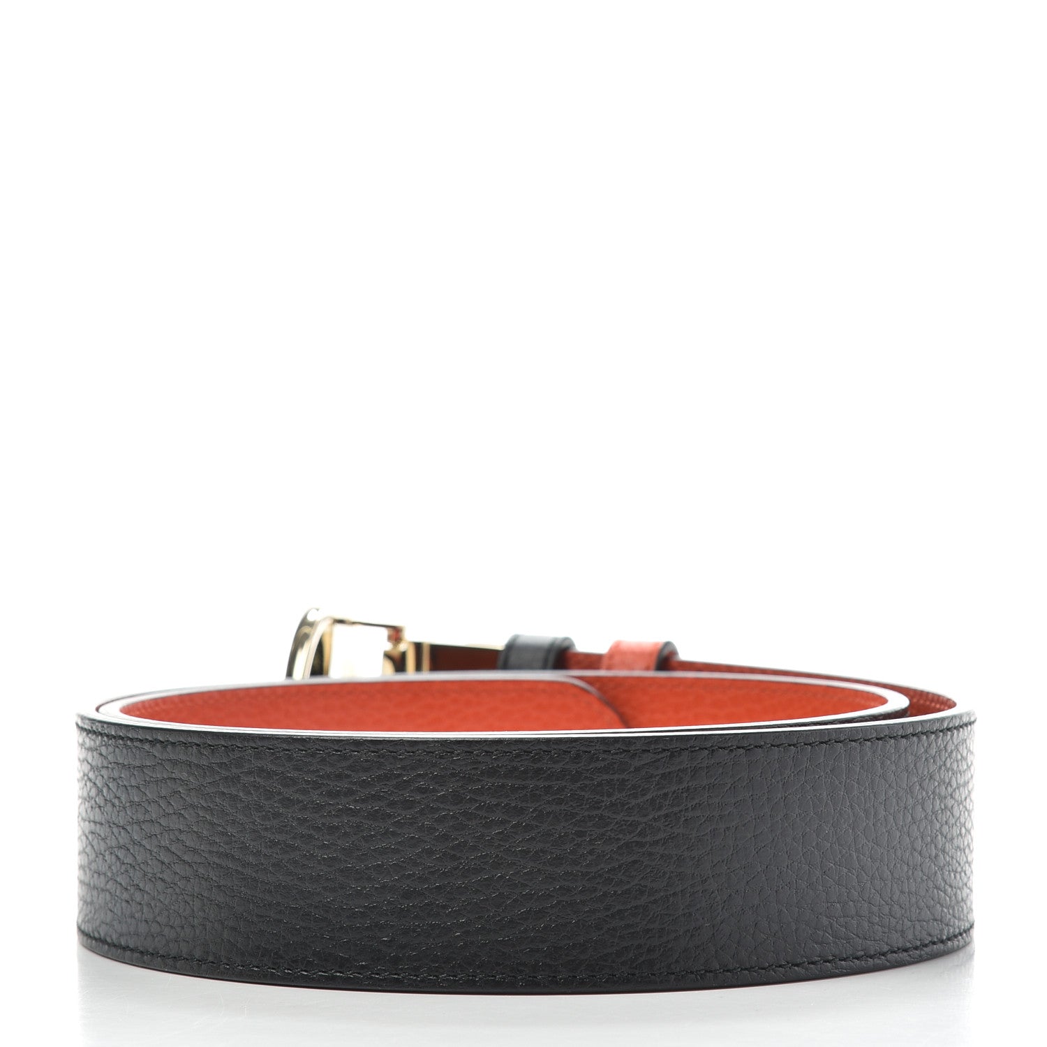 Gucci Calfskin 1973 Reversible Belt 85 34 Orange Black 2 of 7
