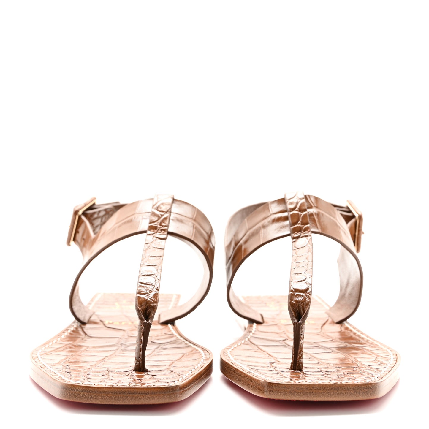 Calfskin Crocodile Embossed Cubongo Sandals 36 Biscotto