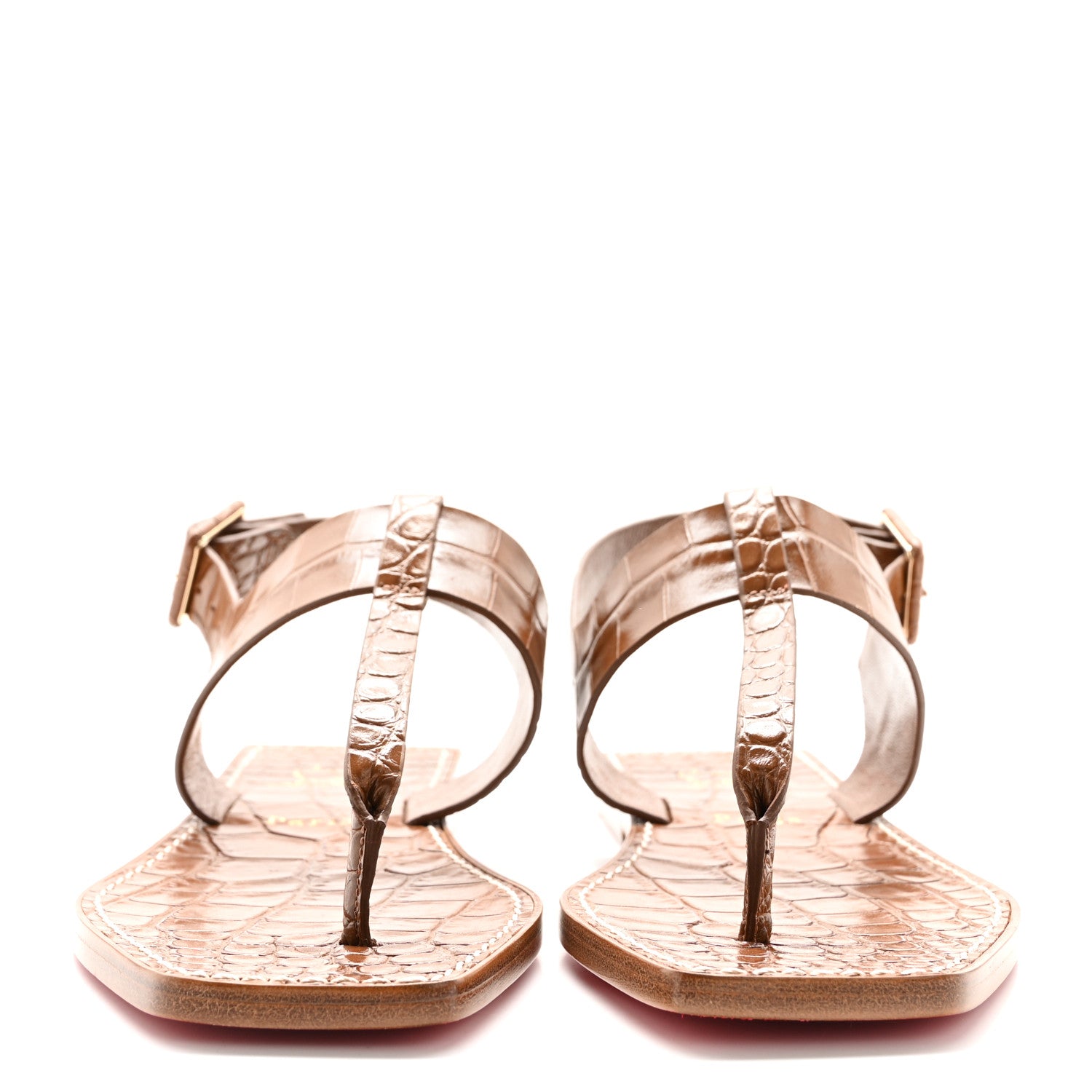 Christian Louboutin Calfskin Crocodile Embossed Cubongo Sandals 36 Biscotto 2 of 9