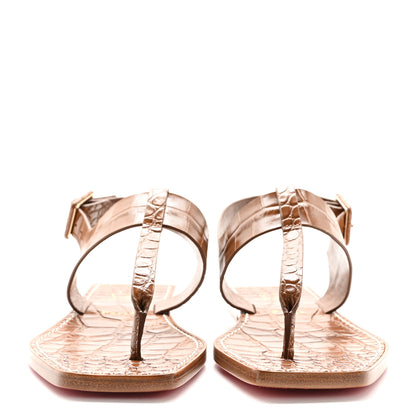 Christian Louboutin Calfskin Crocodile Embossed Cubongo Sandals 36 Biscotto 2 of 9