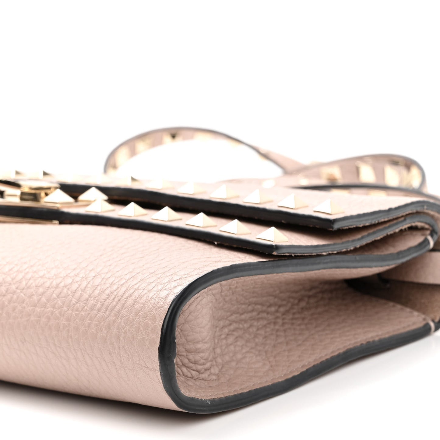 Pebbled Calfskin Rockstud Double Flap Crossbody Bag Poudre