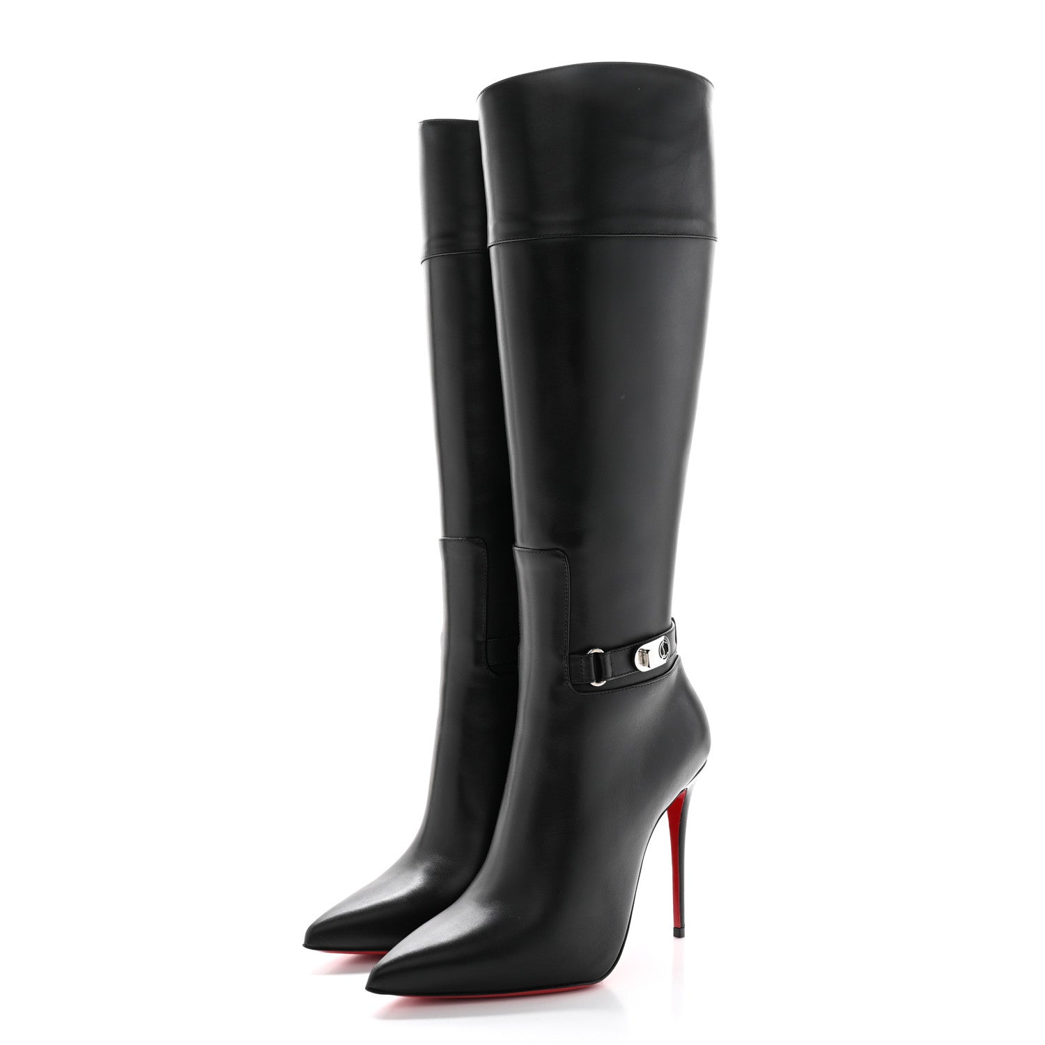Christian Louboutin Calfskin Lock Kate Botta 100 Knee High Boots 38.5 Black 3 of 8