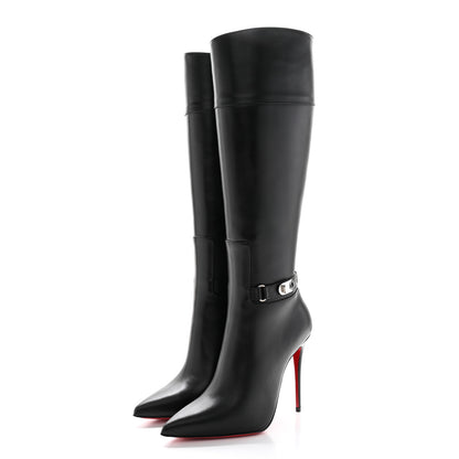 Christian Louboutin Calfskin Lock Kate Botta 100 Knee High Boots 38.5 Black 3 of 8