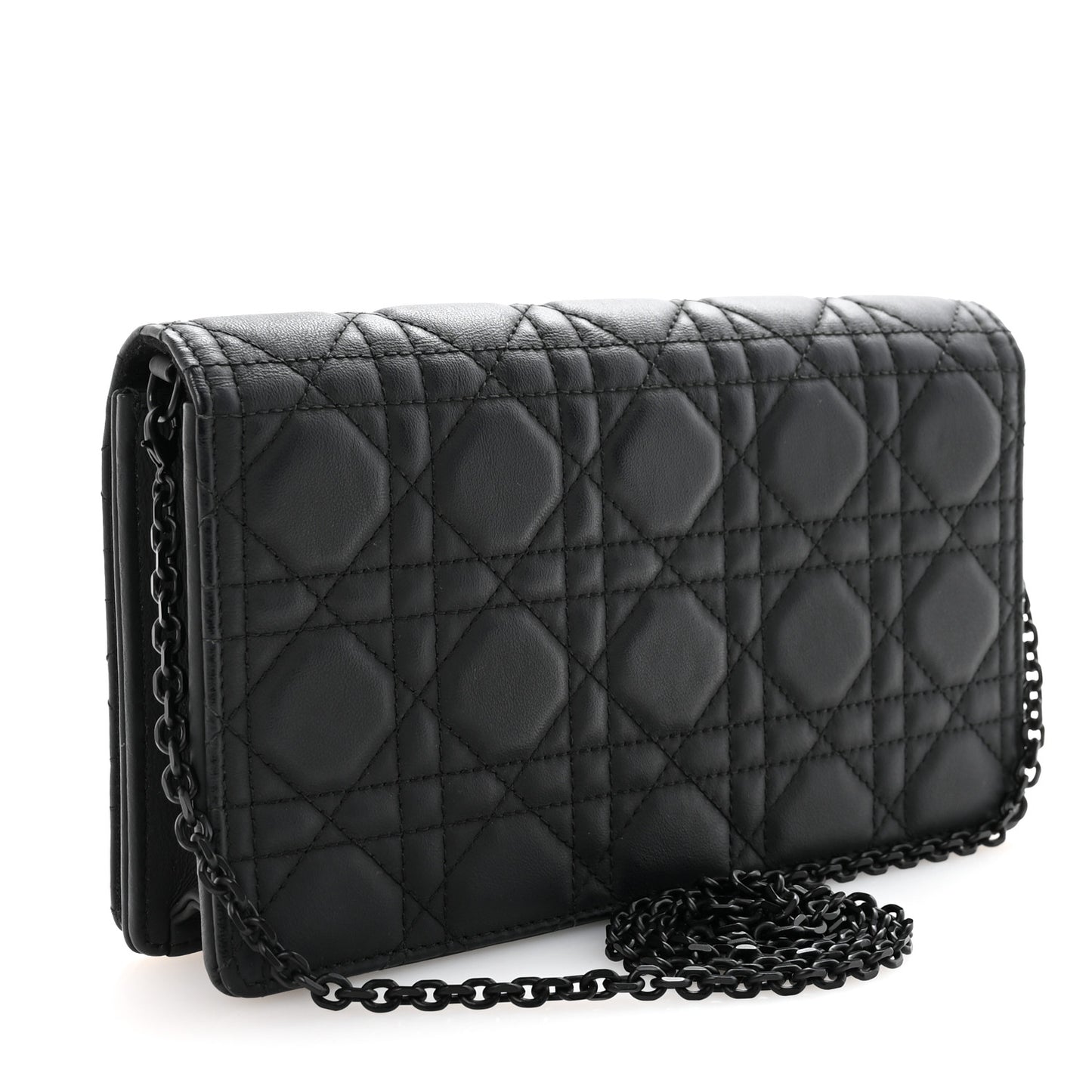 Ultra Matte Calfskin Cannage Lady Dior Pouch Black