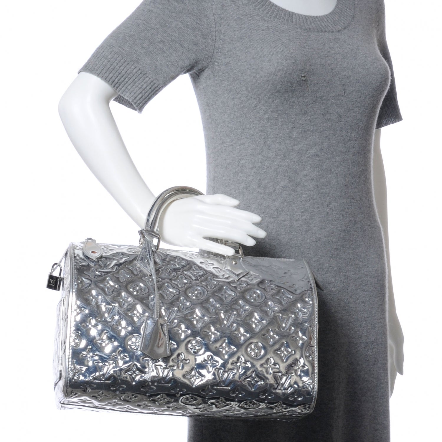 Louis Vuitton Monogram Miroir Speedy 35 Silver 2 of 8