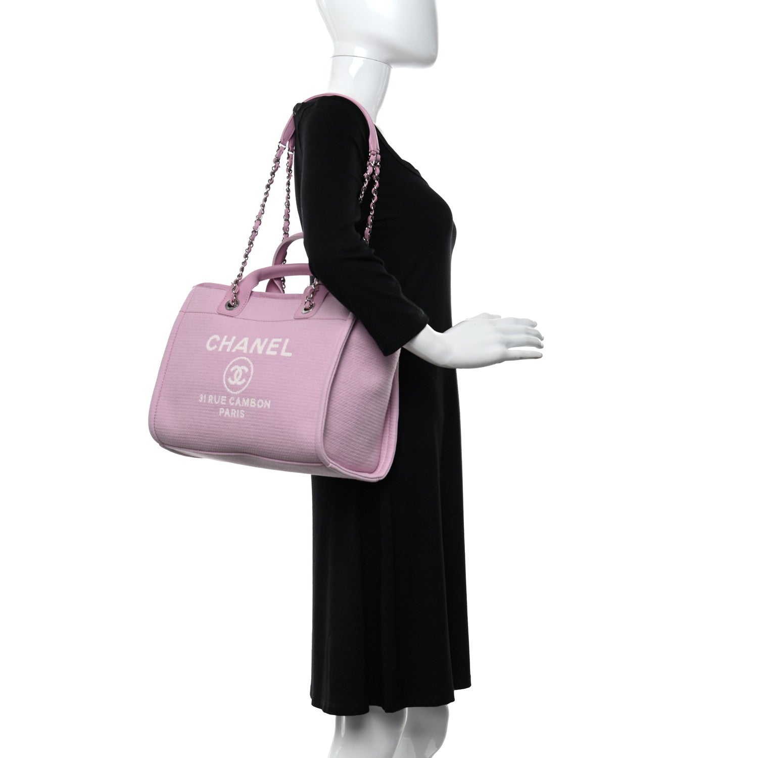 Chanel Mixed Fibers Small Deauville Tote Dark Pink 2 of 14