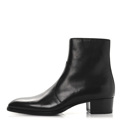 Saint Laurent Calfskin Mens Wyatt 40 Zip Boots 42 Black 1 of 10