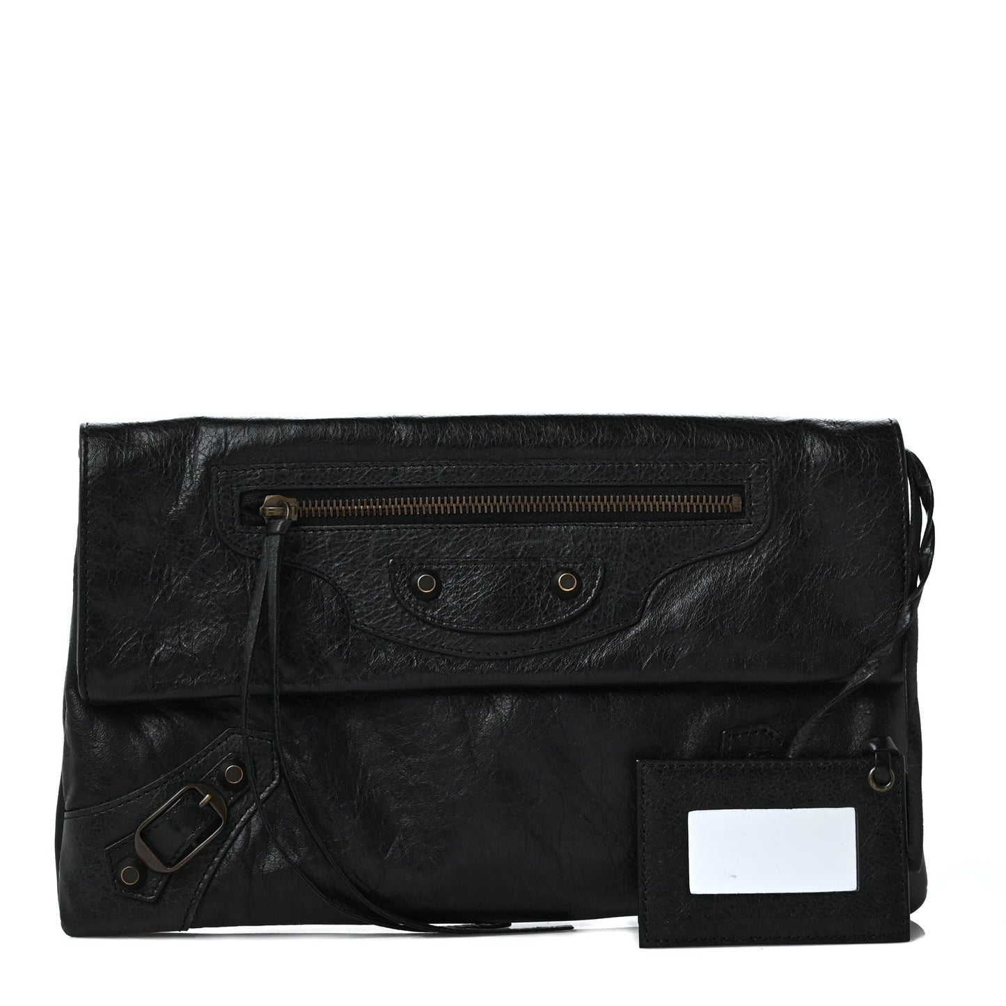 Agneau Classic Hardware Envelope Clutch Black