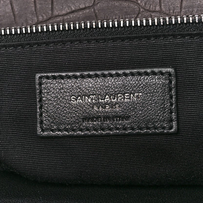 Saint Laurent Nubuck Crocodile Embossed Monogram Medium Niki Chain Satchel Wood 6 of 12