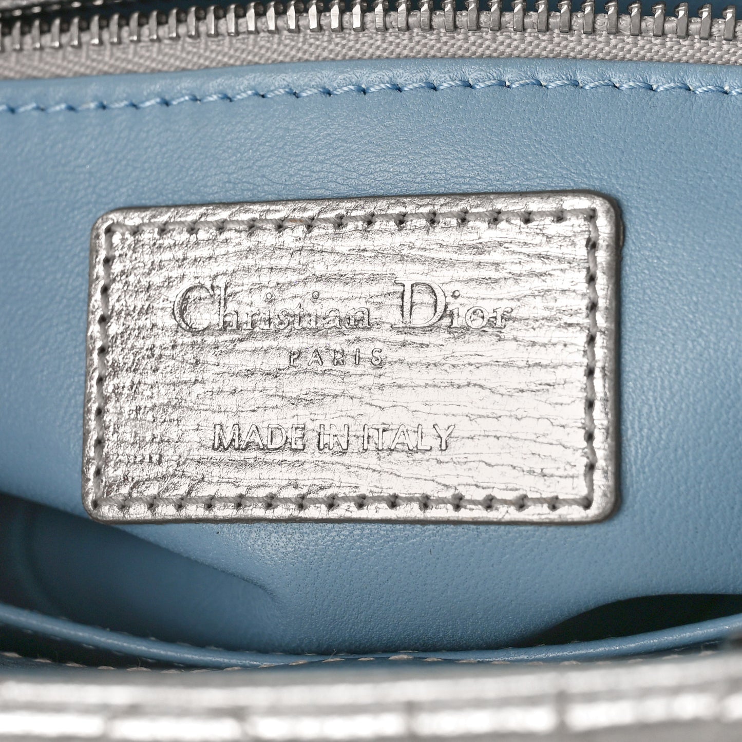 Metallic Grained Calfskin Cannage Small Lucky Badges My Lady Dior Silver