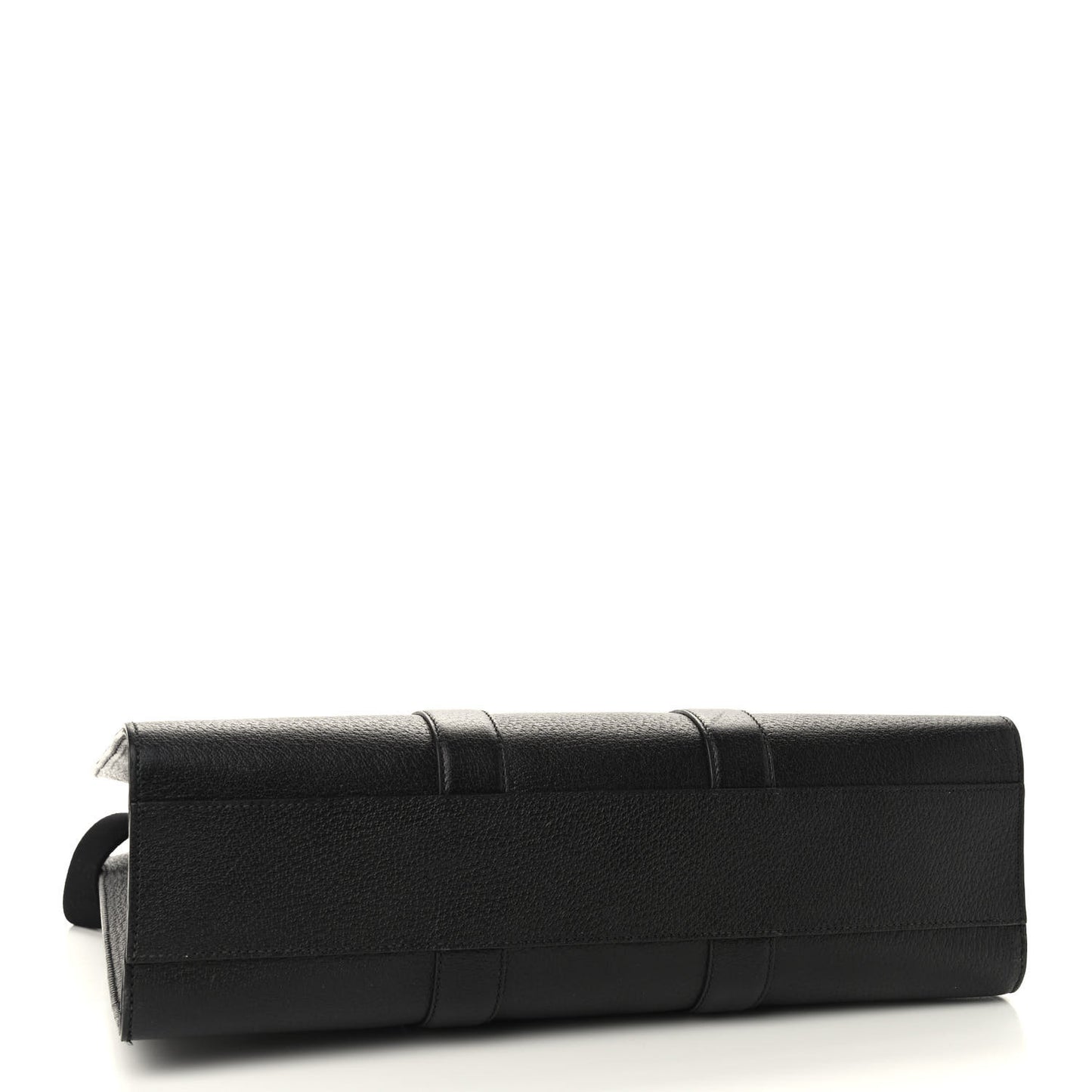 Grained Calfskin Web Top Handle Tote Black