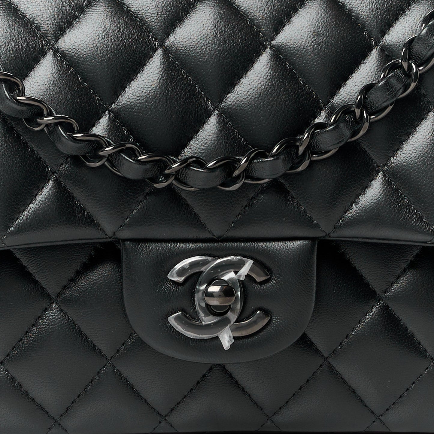 Lambskin Quilted Medium Double Flap So Black