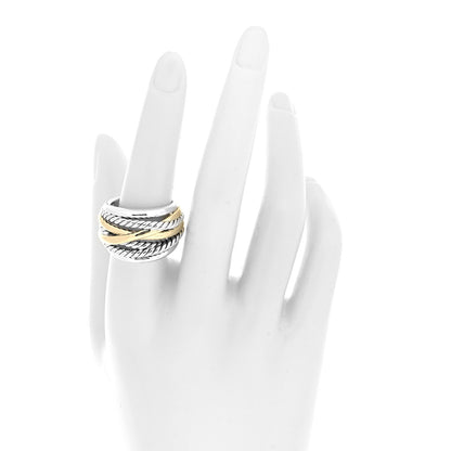 David Yurman Sterling Silver 14K Yellow Gold Wide Crossover Ring 57 8 2 of 4