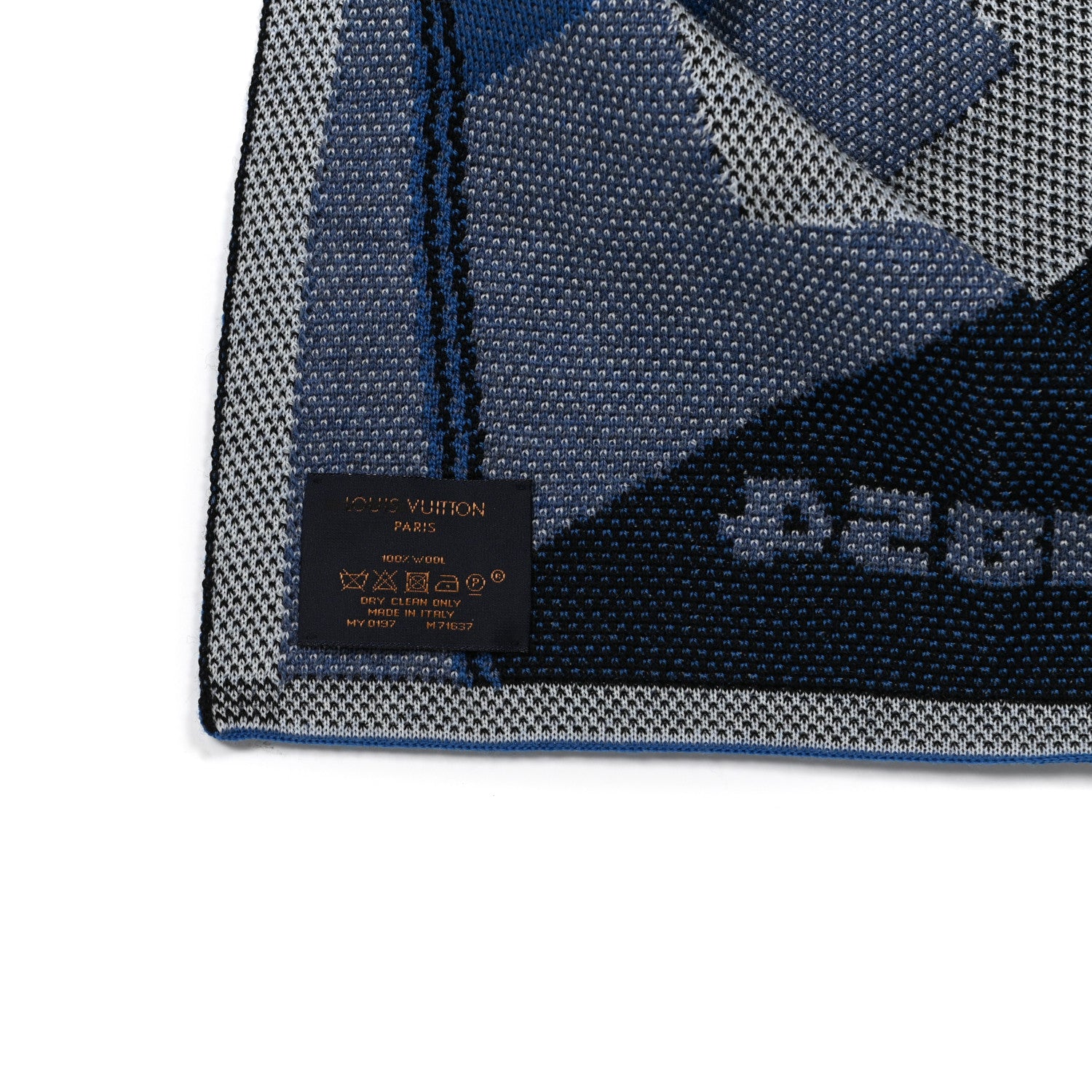 Louis Vuitton Wool Travel Stamps Scarf Blue 3 of 3