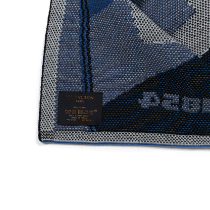 Louis Vuitton Wool Travel Stamps Scarf Blue 3 of 3