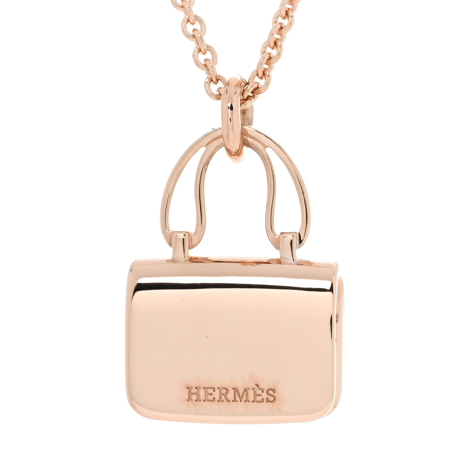 Hermes 18K Rose Gold Pink Sapphire Constance Amulettes Pendant Necklace 5 of 6