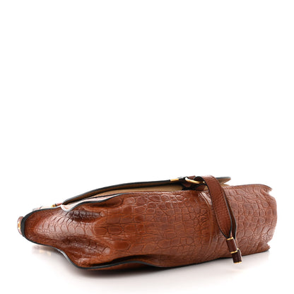 Chloe Calfskin Crocodile Embossed Medium Marcie Satchel Mahogany 4 of 10