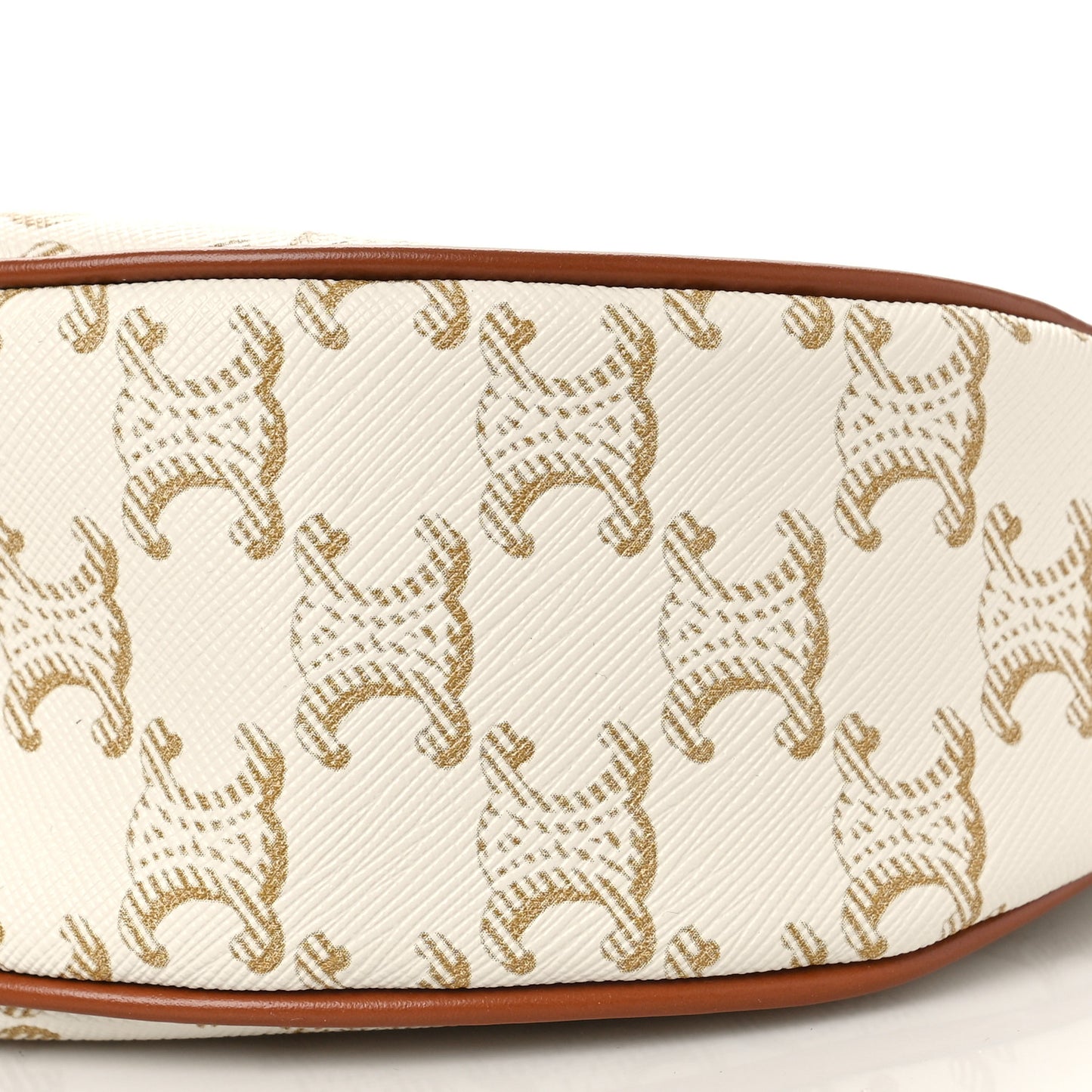 Canvas Calfskin Ava Triomphe Shoulder Bag White
