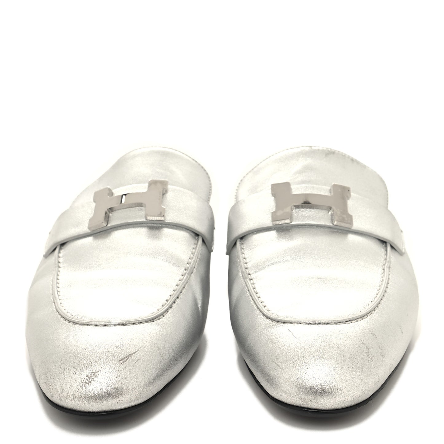 Metallic Nappa Trocadero Mule 38.5 Gris Argente