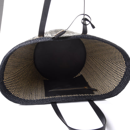 Saint Laurent Raffia Calfskin Medium Panier Tote Black Naturale 5 of 11