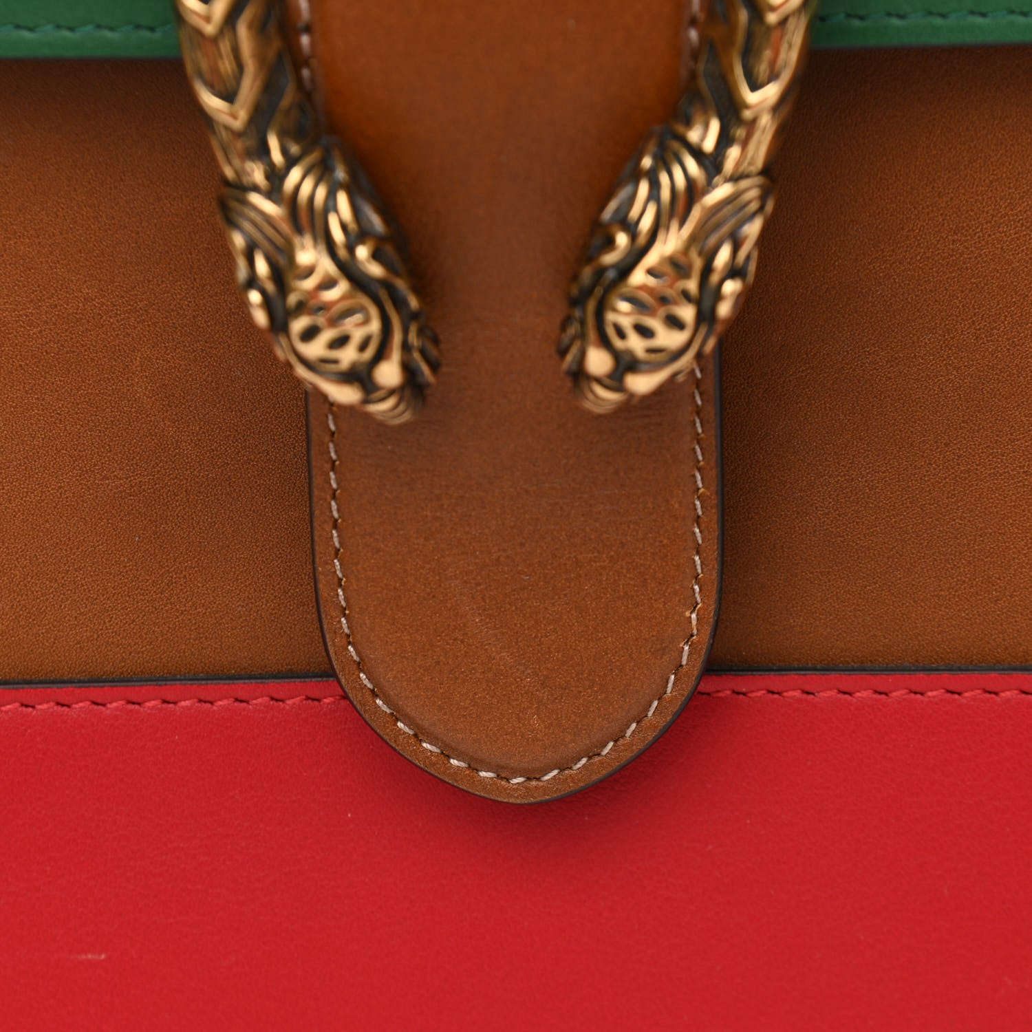 Gucci Moon Calfskin Web Large Dionysus Bamboo Top Handle Bag Cuir Bright Evergreen Hibiscus Red 11 of 16