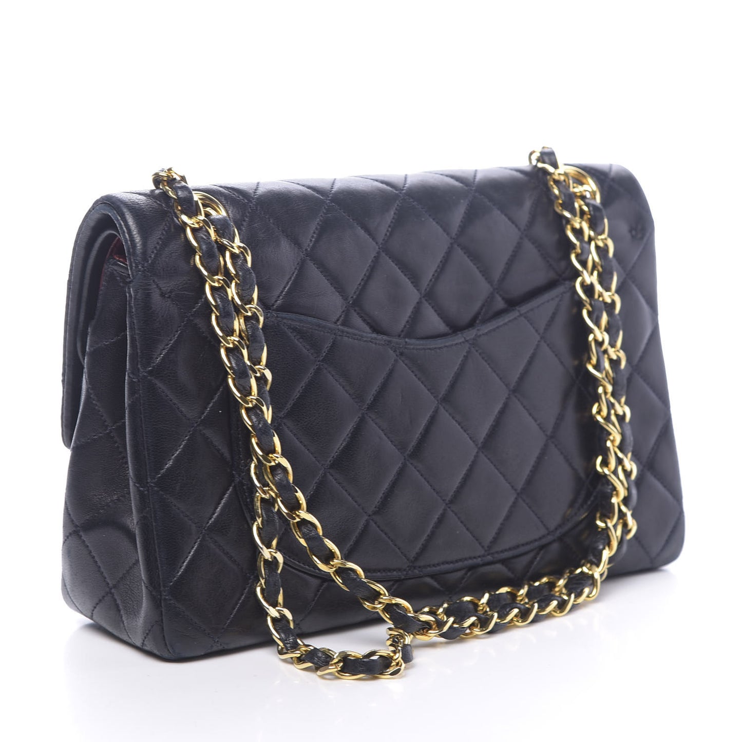 Lambskin Quilted Small Double Flap Navy