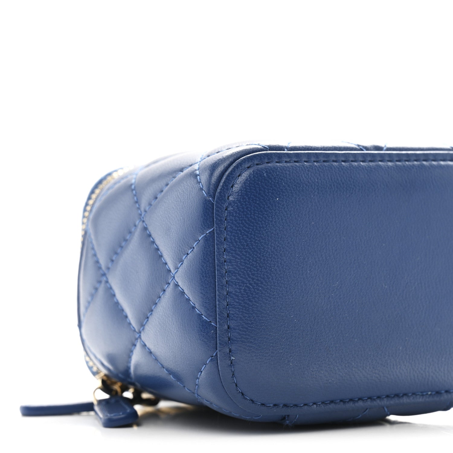 Chanel Lambskin Quilted Pearl Crush Mini Vanity Case With Chain Blue 9 of 10