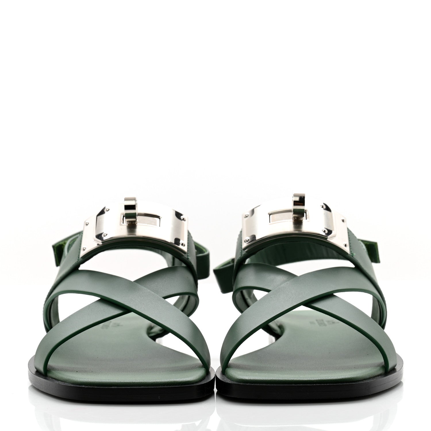 Hermes Calfskin Womens Ines Sandals 36 Vert Lierre 4 of 10