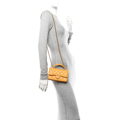 Chanel Lambskin Quilted Flap Phone Holder With Chain Yellow 2 of 14