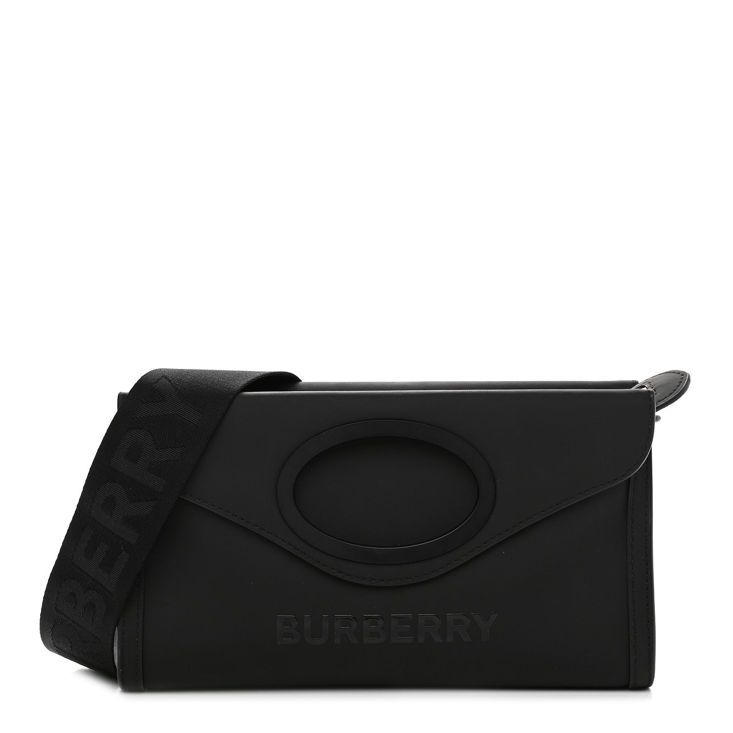 Burberry Rubberised Cotton Foldover Pocket Bag Black 1 of 8
