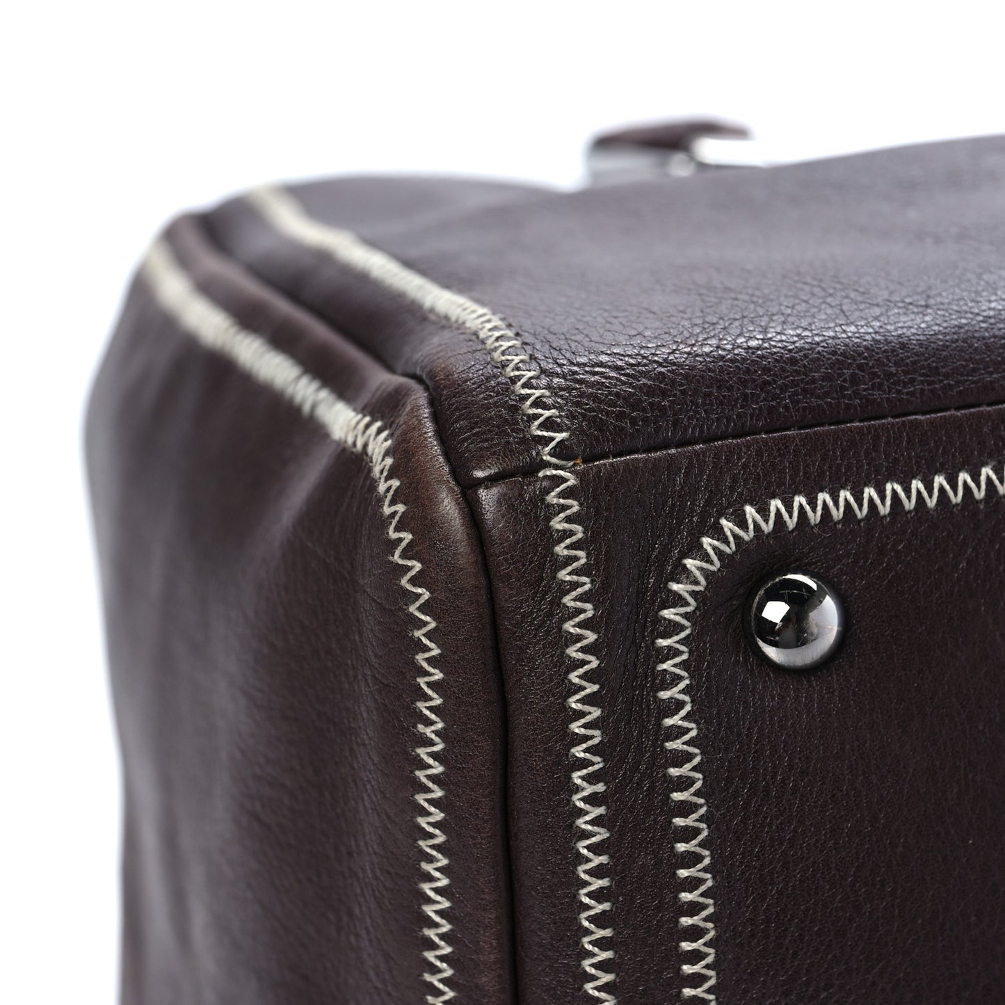 Deerskin Stitched Medium Bowler Brown