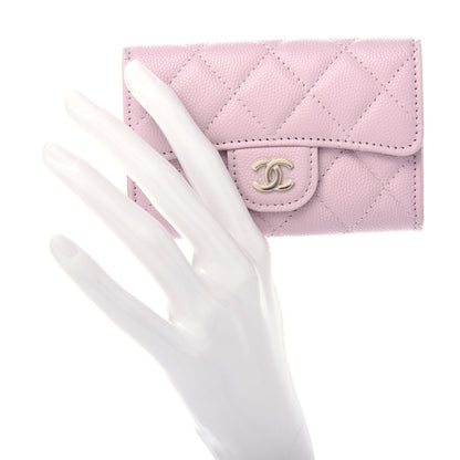 Chanel Caviar Quilted Flap Card Holder Wallet Light Pink 2 of 9