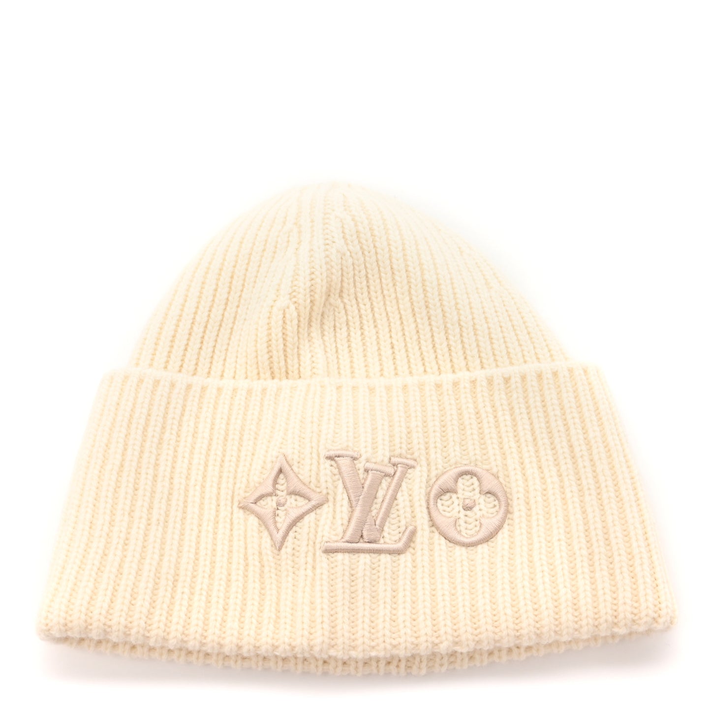 Wool Monogram LV Headline Beanie Hat White