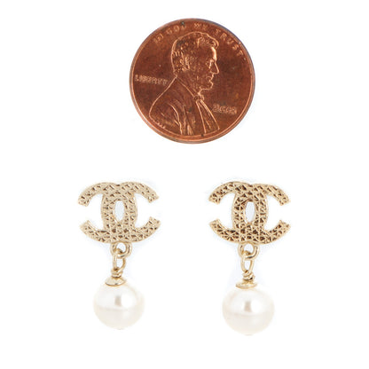 Chanel Pearl CC Drop Earrings Gold 2 of 5