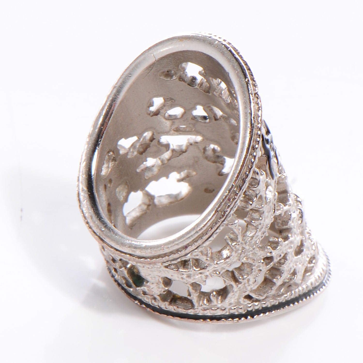 Chanel Filigree CC Cocktail Ring Silver 3 of 5