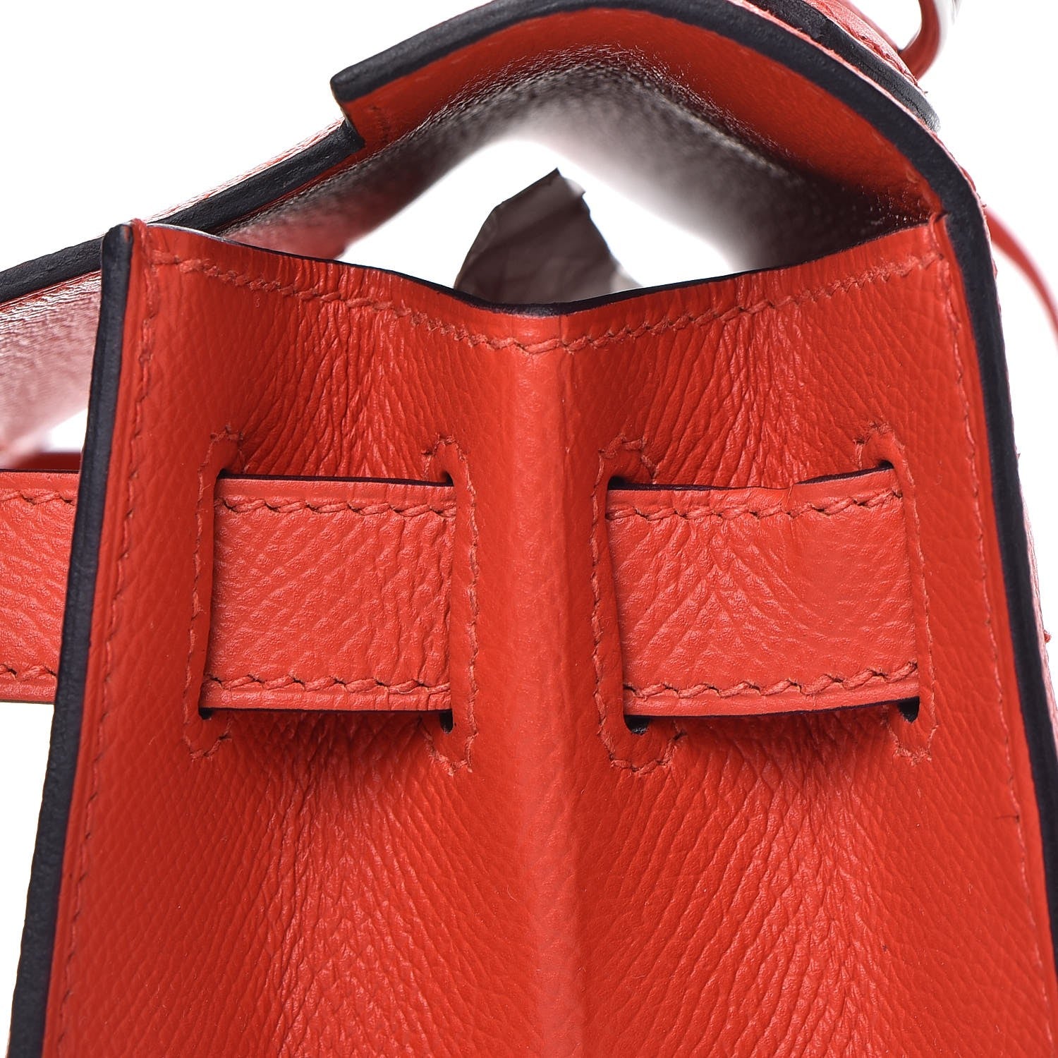 Hermes Epsom Sombrero Chevre Mysore Lettre M Kelly Sellier 28 Capucine Bleu Obscure Ambre 36 of 38
