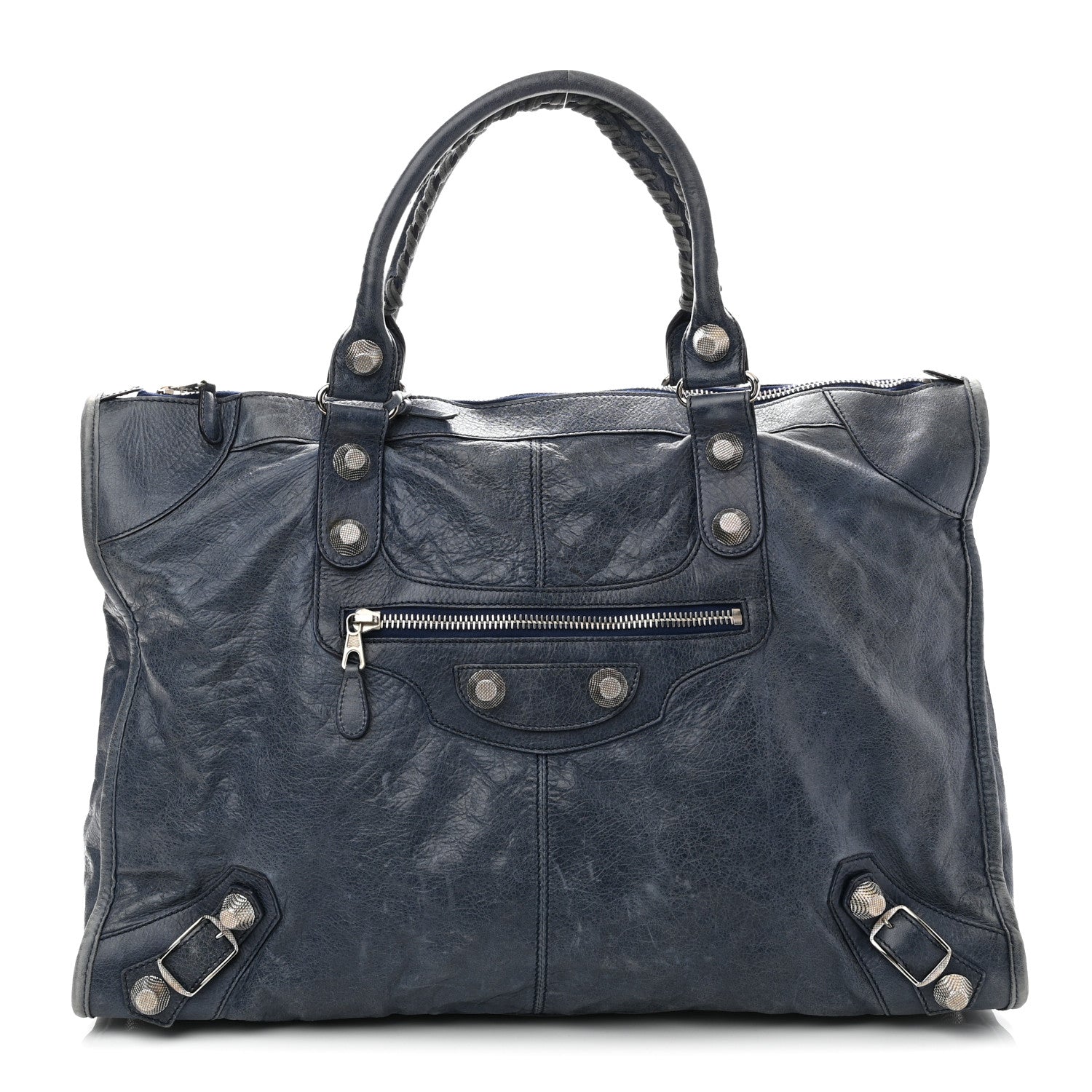Balenciaga Agneau Giant 21 Silver Hardware Weekender Blue Roi 1 of 11